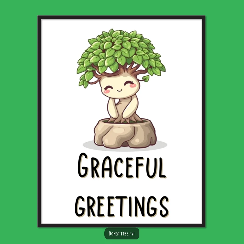 Funny Bonsai Bow Art Poster: Playful Smile Tree