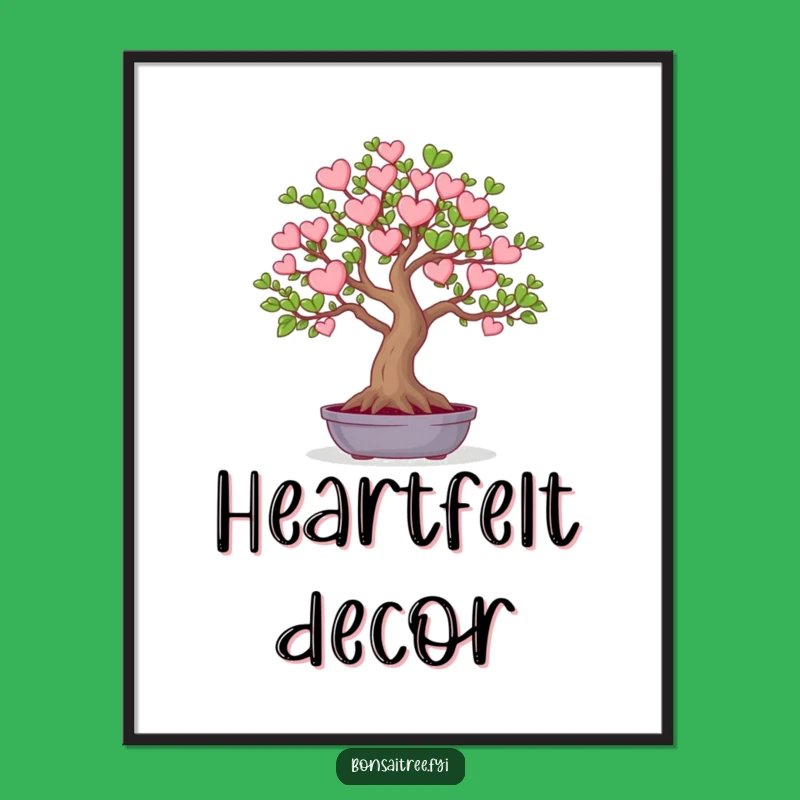 Funny Heart Leaf Bonsai Tree Poster: Decorate with Love and Humor