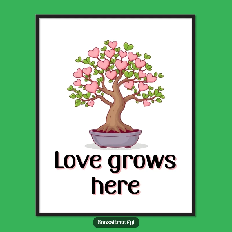 Funny Heart Bonsai Poster: Spread Love with Adorable Plant Art