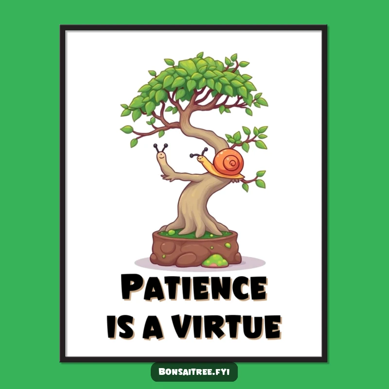 Funny Bonsai Snail Balancing Poster - Mischievous Tree Art