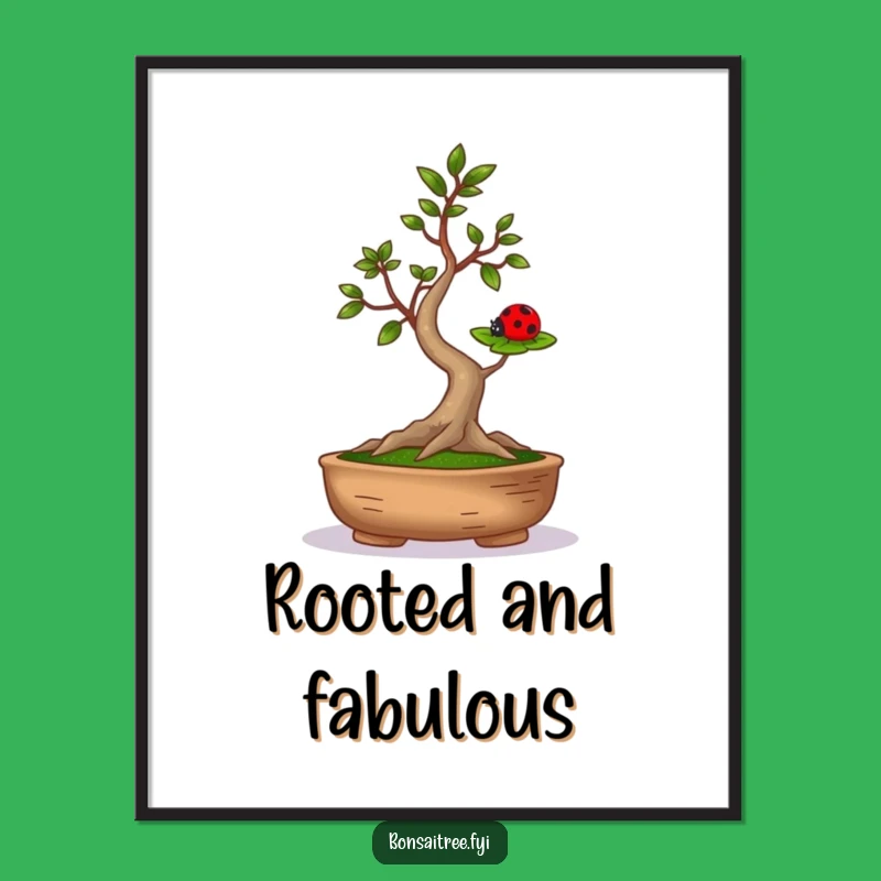 Funny Bonsai Ladybug Balance Poster - Humorous Wall Art for Nature Lovers