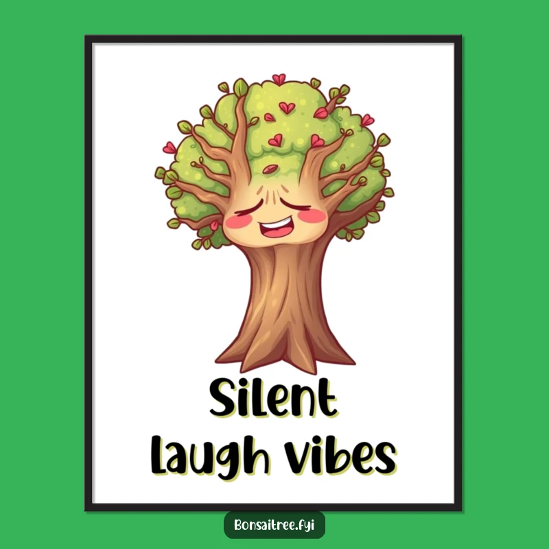 Funny Laughing Tree Poster: Whimsical Art of Silent Amusement