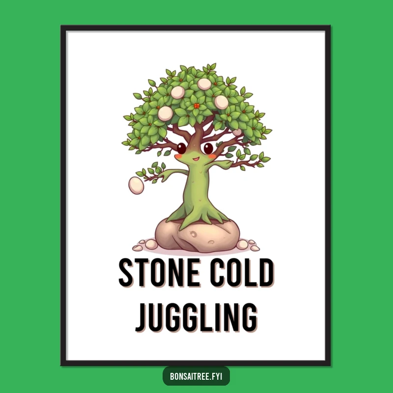 Funny Bonsai Juggling Poster - Artistic Tree Character Wall Art