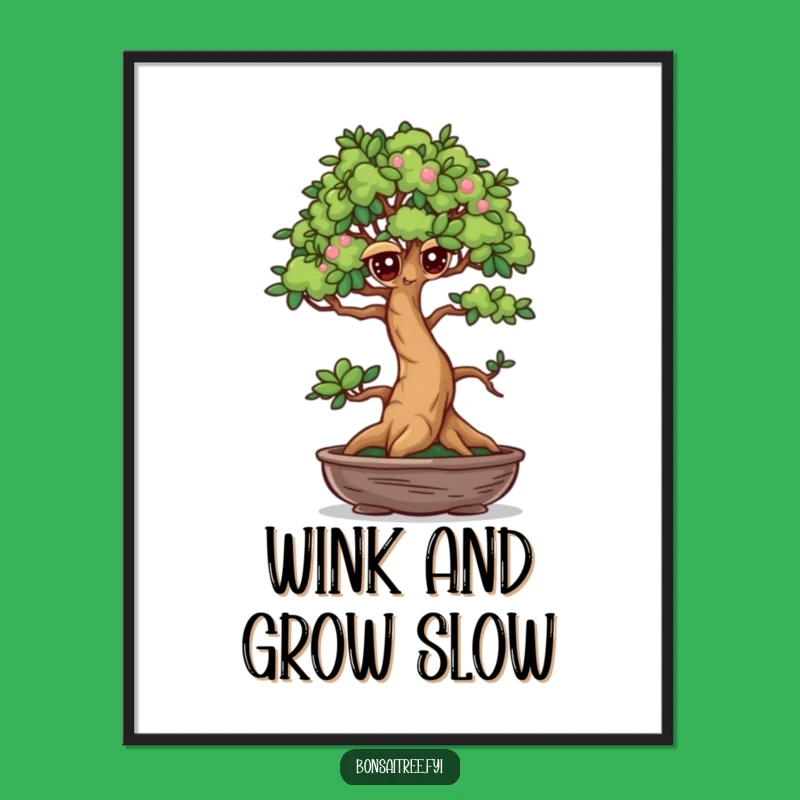 Funny Winking Bonsai Poster: Mischievous Wall Art for a Humorous Home