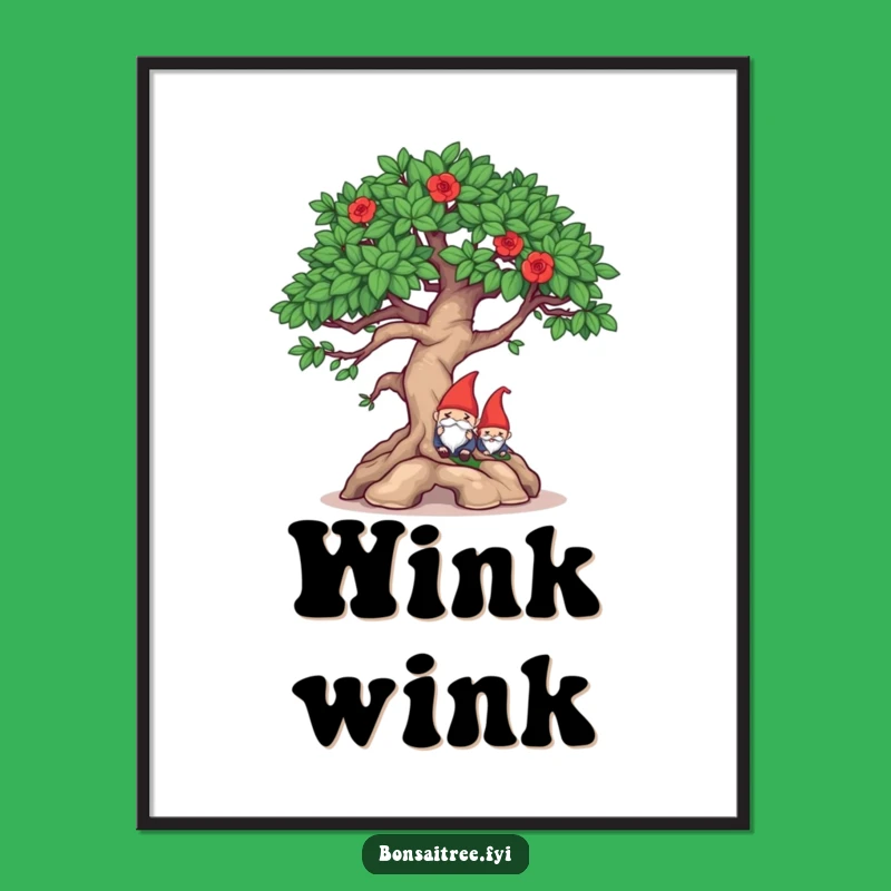 Funny Mischievous Bonsai Gnome Hide Poster: Witty Wall Art Gift