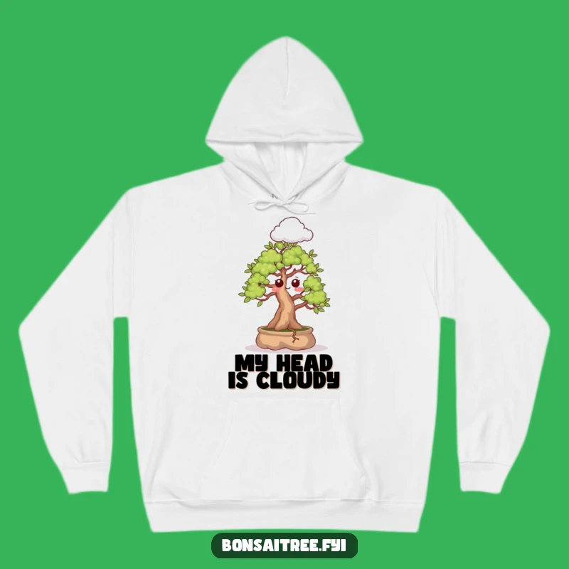 Funny Surprised Bonsai Hoodie: Cloud Sprout, Cozy Whimsy Gift