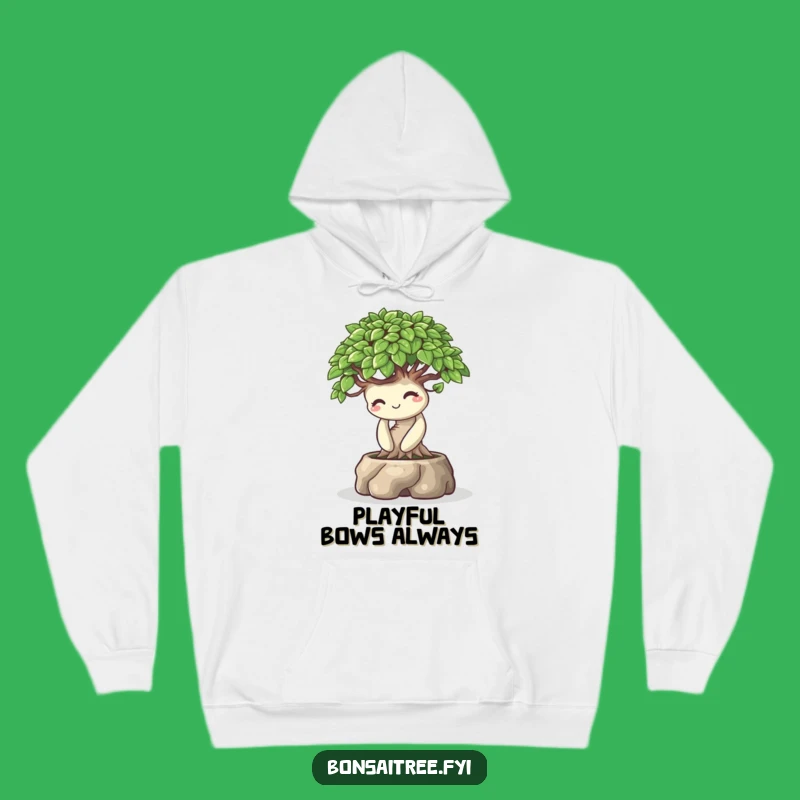 Funny Cozy Bonsai Bow Hoodie: Playful Smile Tree Gift