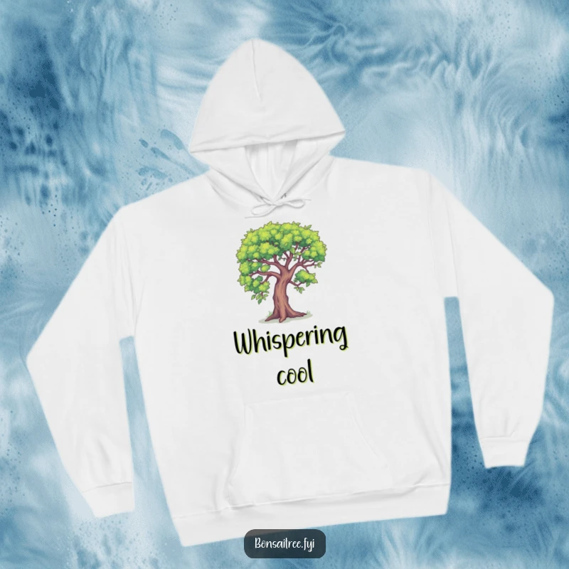 Funny hoodie showcasing a miniature bonsai tree leaning in as if sharing a secret. Offers warmth and a hint of playful mystery.