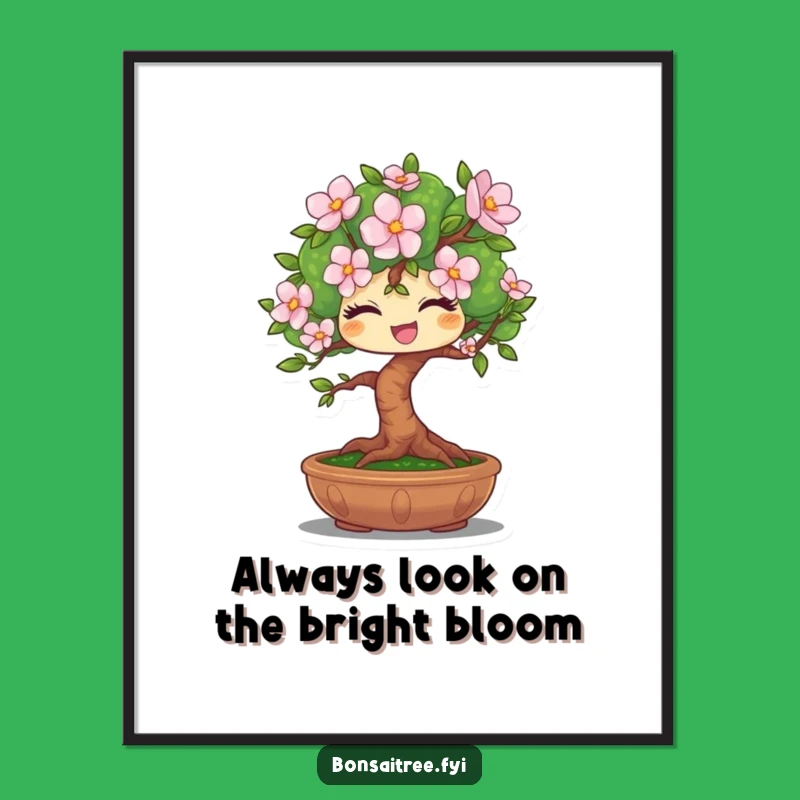 Funny Free Printable Wall Art: Winking Bonsai Bloom Downloadable Decor