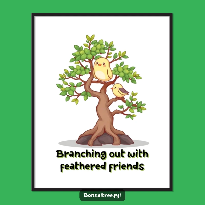 Free Printable Happy Bonsai Bird Wall Art - Cheerful Downloadable Decor!