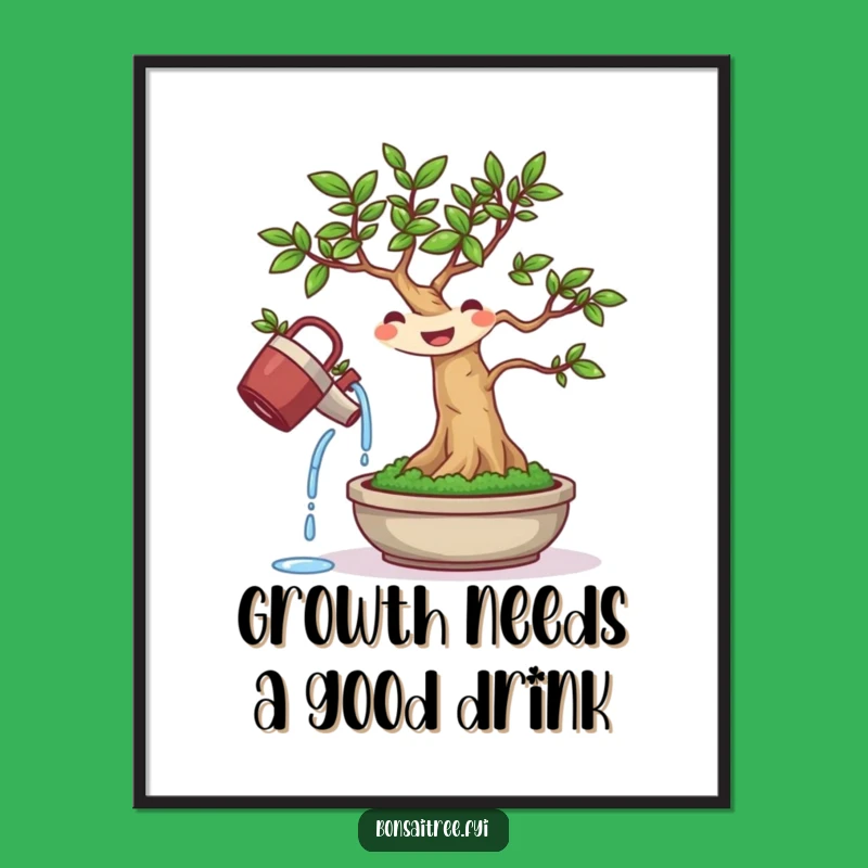 Free Printable Bonsai Watering Himself Funny Wall Art - Quirky Downloadable Decor