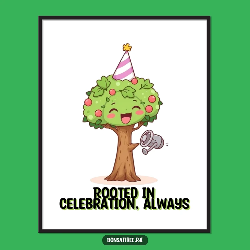 Free Printable Dancing Bonsai Party Hat Funny Wall Art - Quirky Downloadable Decor