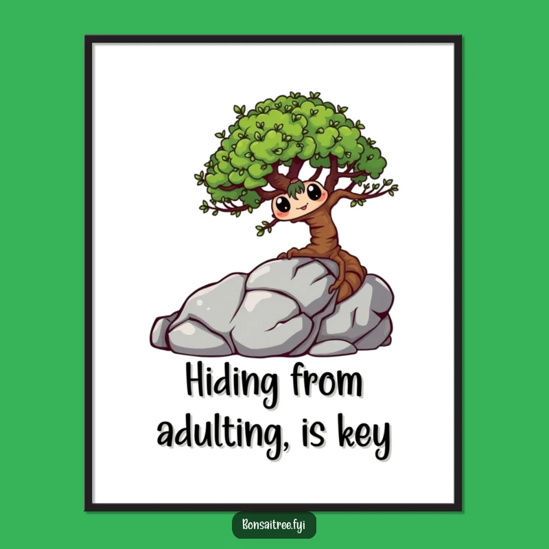 Free Printable Hiding Bonsai Wall Art - Funny Downloadable Decor with a Playful Secret