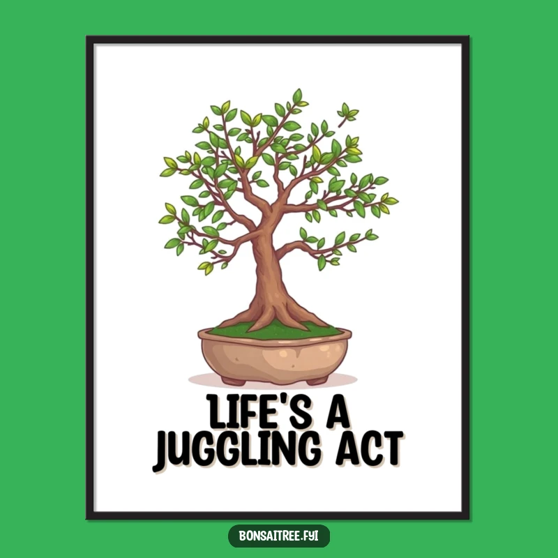 Funny Bonsai Juggling Leaves Free Printable Wall Art - Hilarious Downloadable Decor
