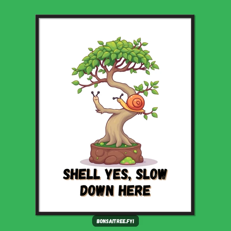 Funny Free Printable Wall Art: Mischievous Bonsai & Snail Downloadable Art