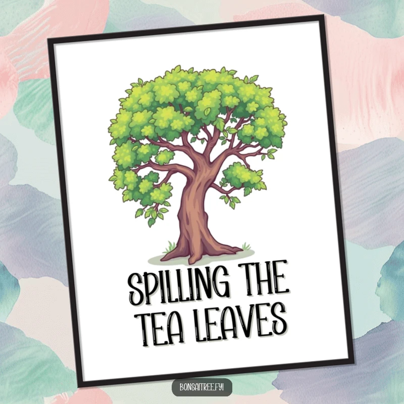 Funny Free Printable Wall Art of a small tree leaning over, looking as though it's about to tell a hilarious confidential secret.