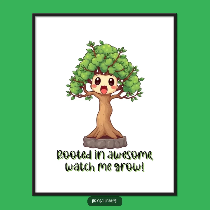 Funny Free Printable Wall Art - Surprised Bonsai Tree Decor Downloadable Home Gift