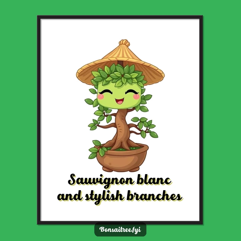 Funny Free Printable Wall Art: Winking Bonsai & Straw Hat Downloadable Art