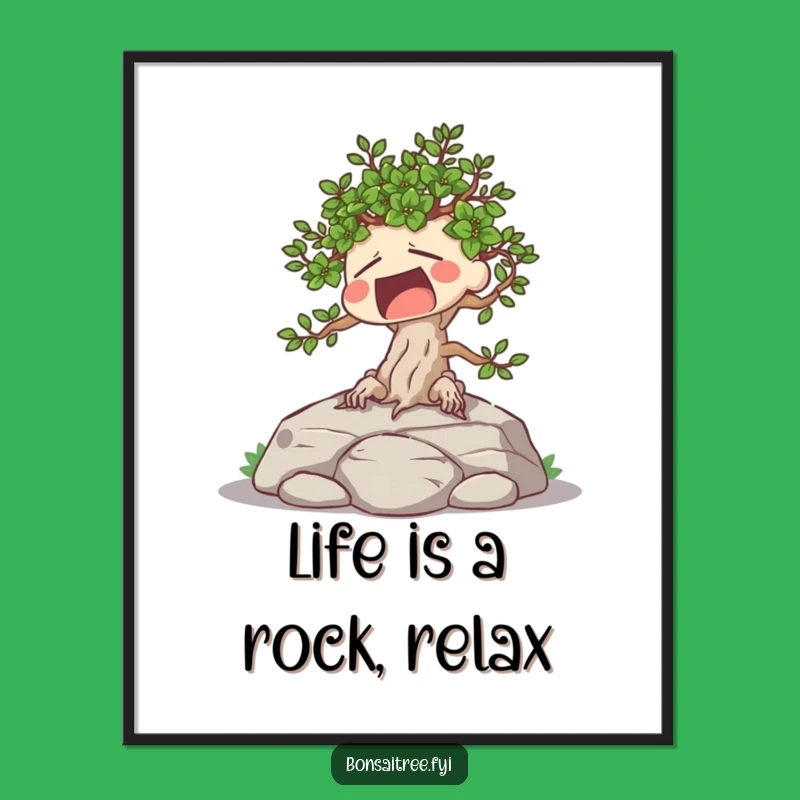 Free Printable Tired Bonsai Yawning Funny Wall Art - Quirky Downloadable Decor