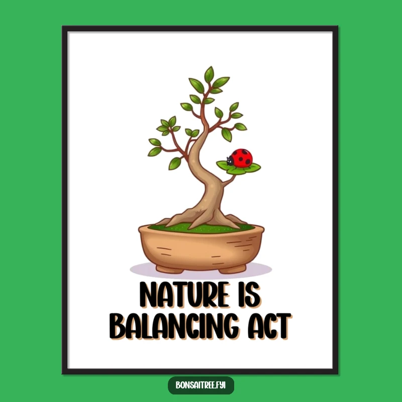 Funny Free Printable Wall Art: Balancing Bonsai Ladybug Downloadable Art