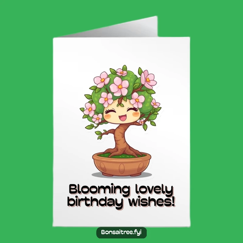 Free Printable Birthday Card: Winking Bonsai Bloom Funny Downloadable Gift
