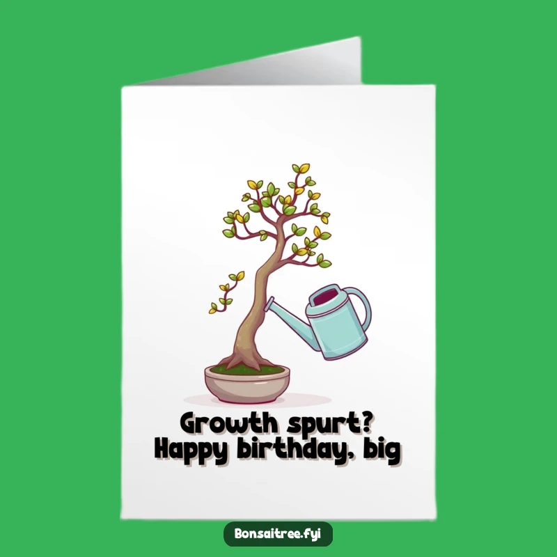Free Printable Birthday Card: Funny Bonsai Watering Can Humor Downloadable Gift