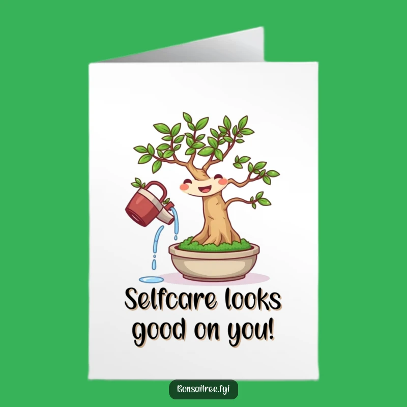 Free Printable Bonsai Watering Himself Funny Birthday Card - Downloadable DIY Gift