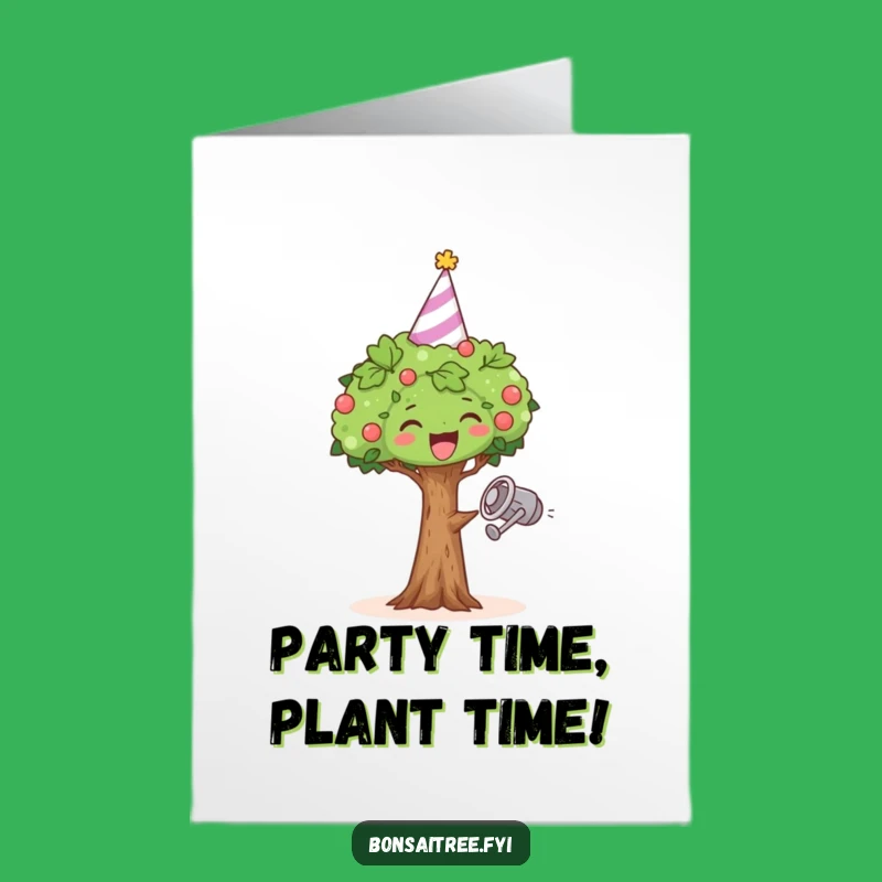 Free Printable Dancing Bonsai Party Hat Funny Birthday Card - Downloadable DIY Gift