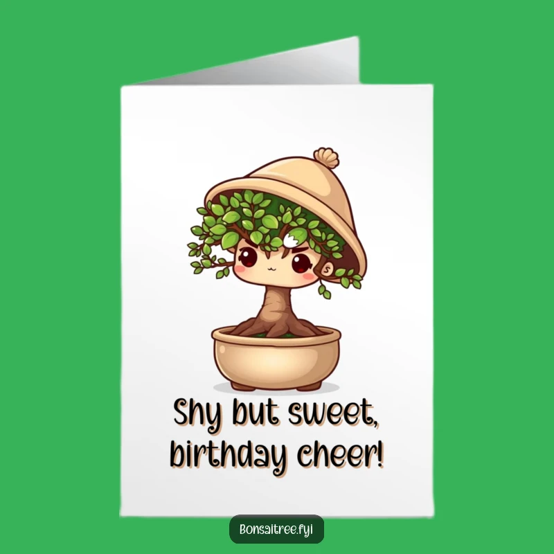 Free Printable Shy Bonsai Birthday Card: Funny Downloadable Gift for Plant Lovers