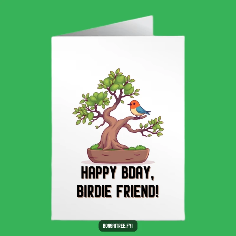 Free Printable Birthday Card: Birdy Bonsai Surprise for Funny Celebrations