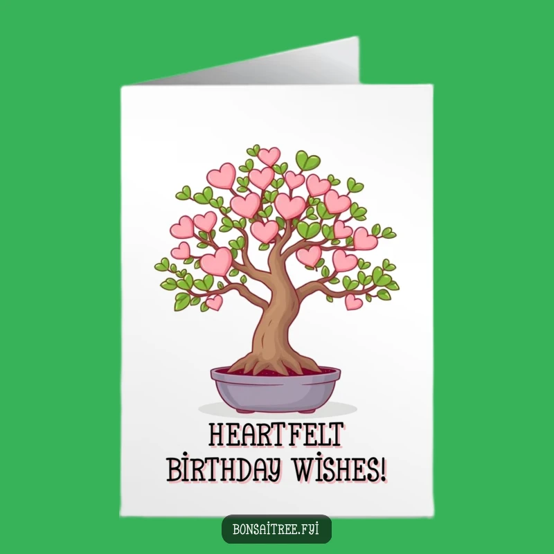 Lovingly Funny Free Printable Bday Card: Heart Leaves Bonsai, Sweet Downloadable Gift!