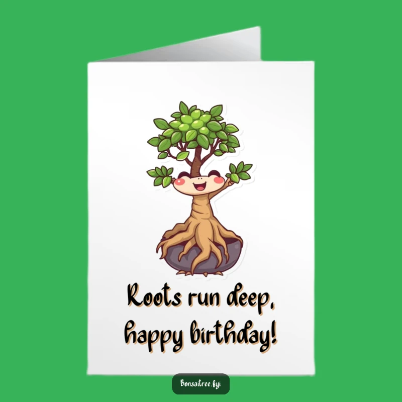 Free Printable Wiggling Bonsai Happy Birthday Card - Funny Downloadable Gift for Plant Lovers
