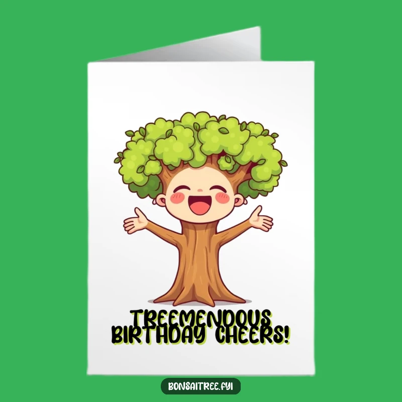 Joyful Free Printable Bday Card: Cheerful Tree, Enthusiastic Downloadable Gift!