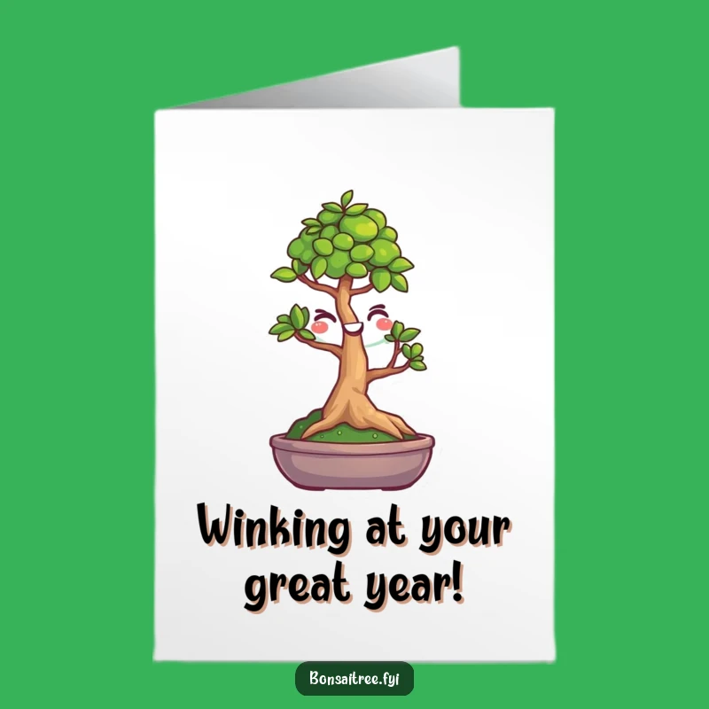 Funny Free Printable Birthday Card: Winking Bonsai Smiley, LOL Downloadable Gift!