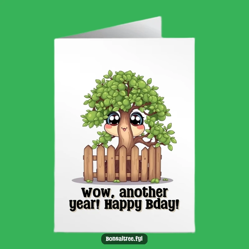 Free Printable Birthday Card: Peeking Bonsai Surprise for Funny Celebrations