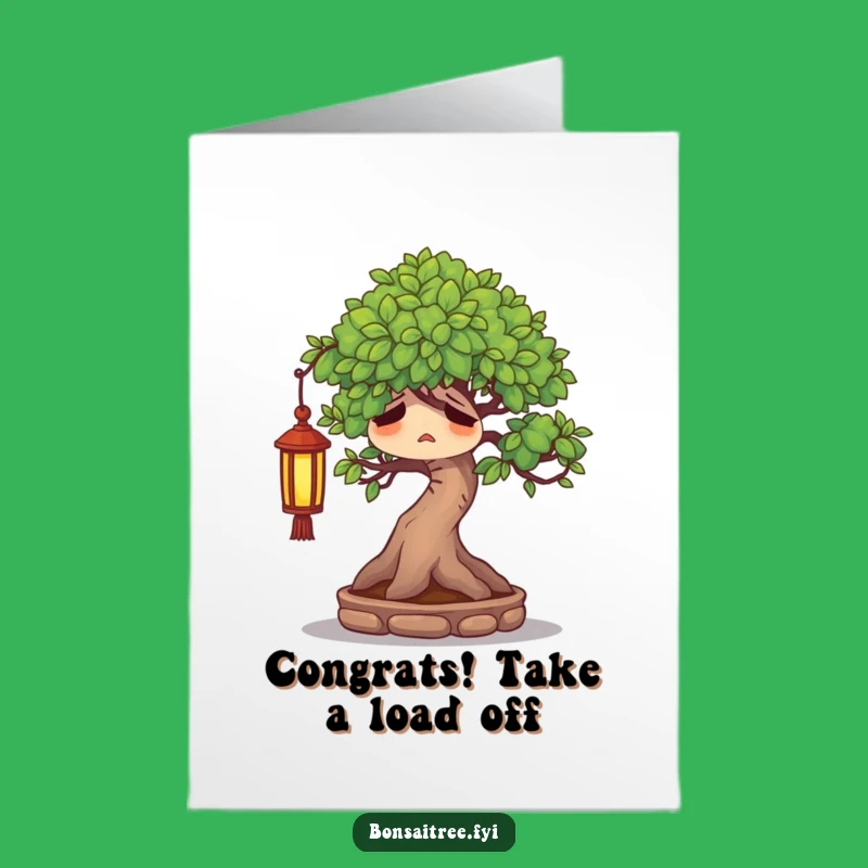 Free Printable Weary Bonsai Congrats Card: Calm Downloadable for Well-Deserved Breaks