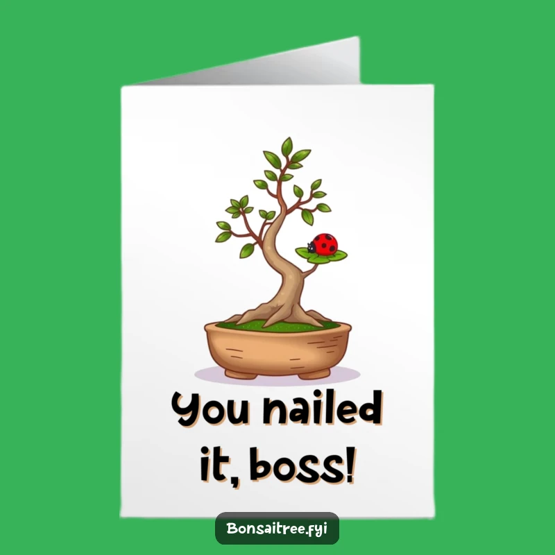 Free Printable Congrats Card: Balancing Bonsai Ladybug Success Downloadable