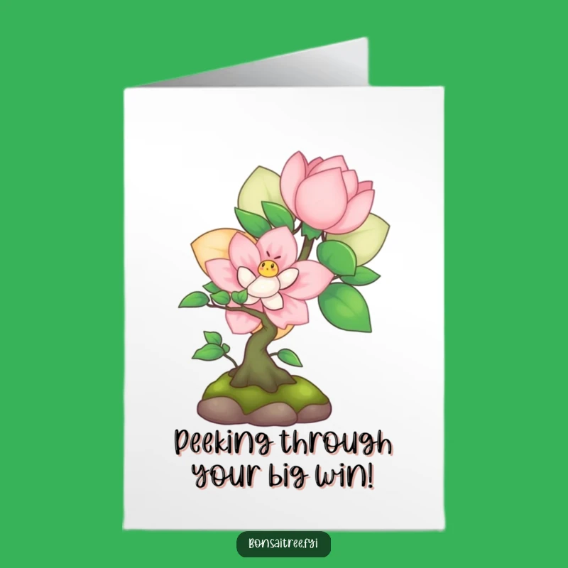 Free Printable Congrats Card: Shy Bonsai's Gentle Cheer, Funny Downloadable Gift