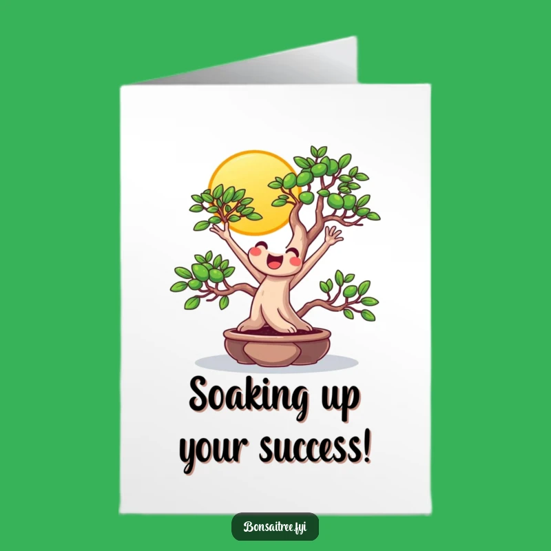 Free Printable Congrats Card: Sunny Bonsai Cheers Success, Funny Downloadable Gift