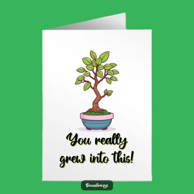 Free Printable Congrats Card: Humorous Bonsai Leaf for Joyful Achievements