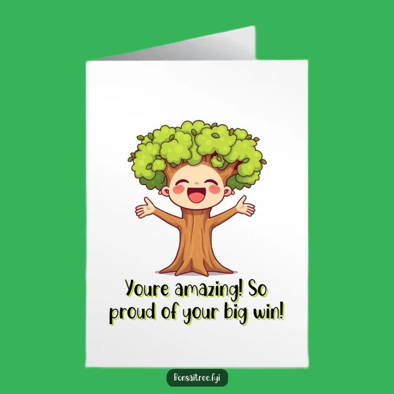 Free Printable Congrats Card: Cheerful Bonsai - Funny Downloadable Celebration Art