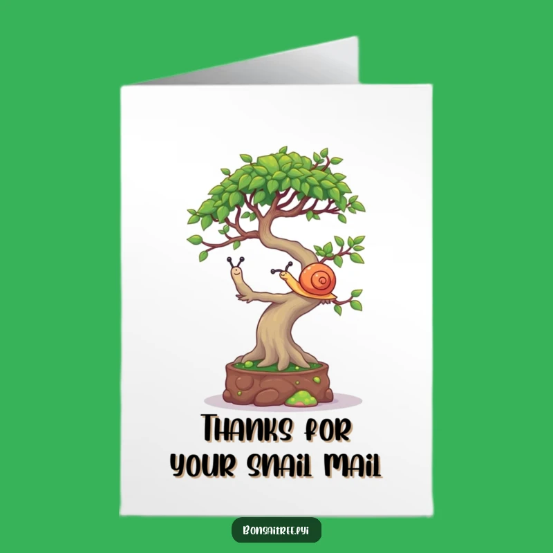 Free Printable Thank You Card: Mischievous Bonsai & Snail Funny Downloadable Gift