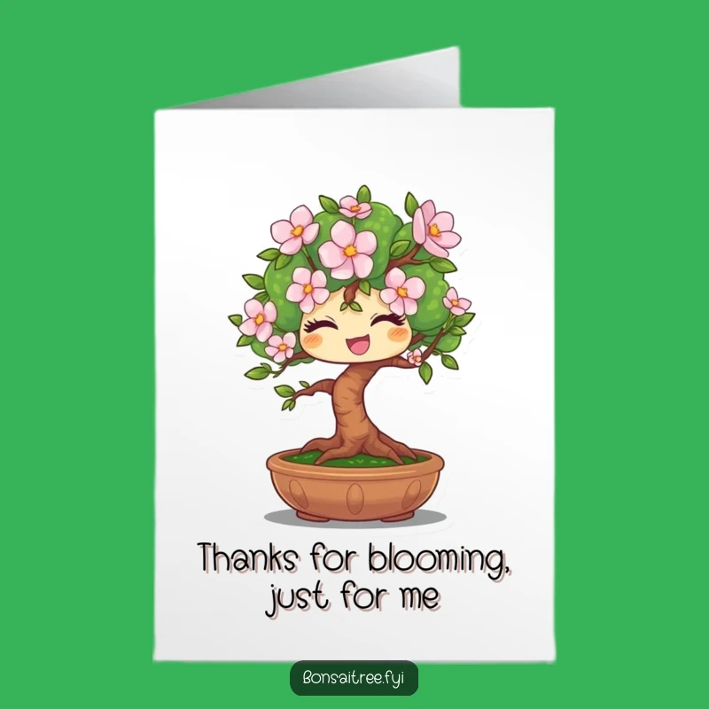 Free Printable Thank You Card: Winking Bonsai Bloom, Funny Downloadable Gift