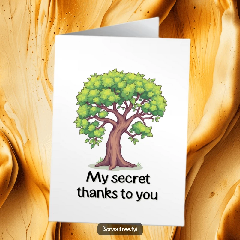 Funny Free Printable Thank You Card with a small tree leaning in, looking like it's sharing a funny secret.