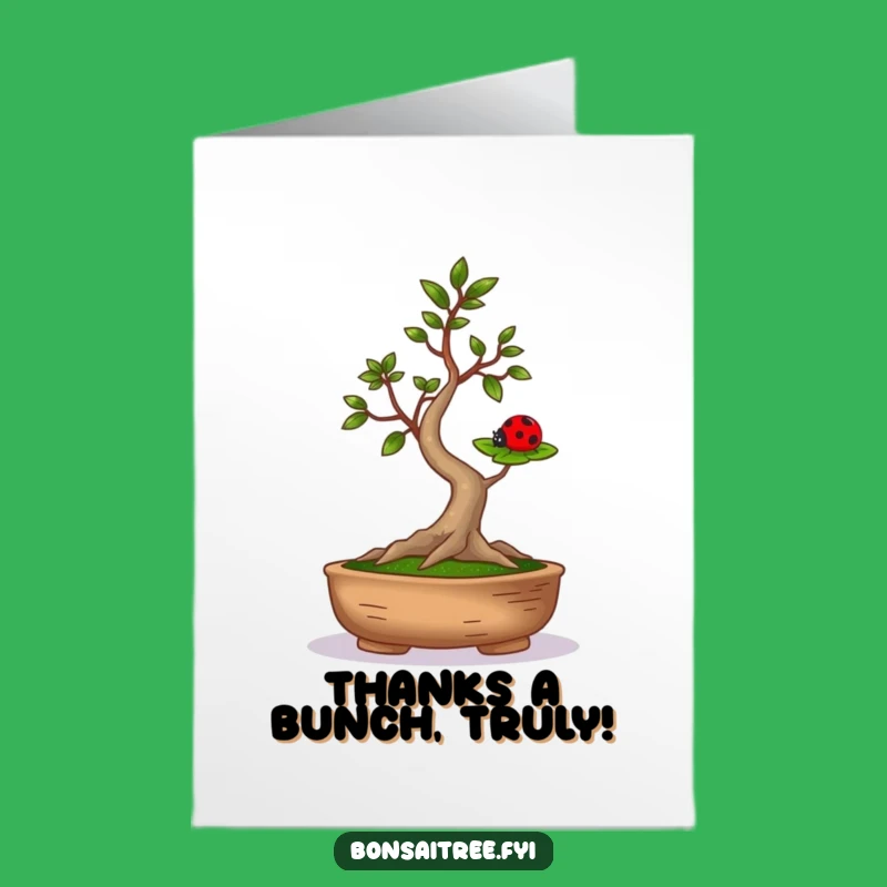 Free Printable Thank You Card: Grateful Bonsai Ladybug Downloadable Gift