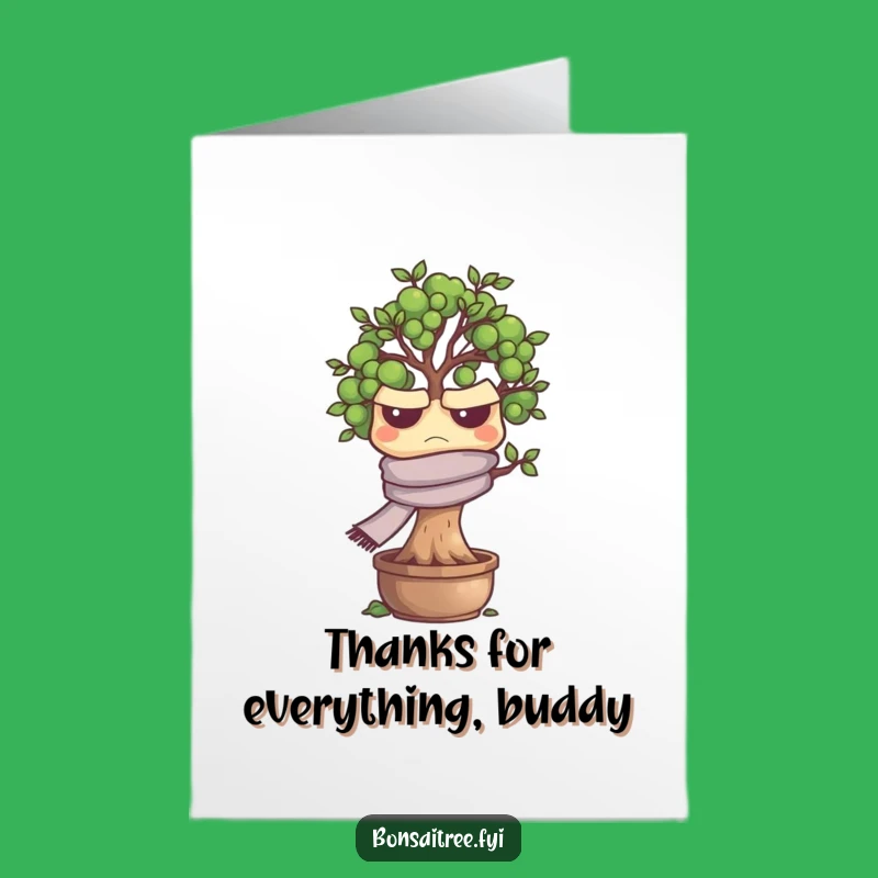Grumpy Bonsai Thank You Card Free Printable: Unenthusiastic Downloadable Appreciation Gift