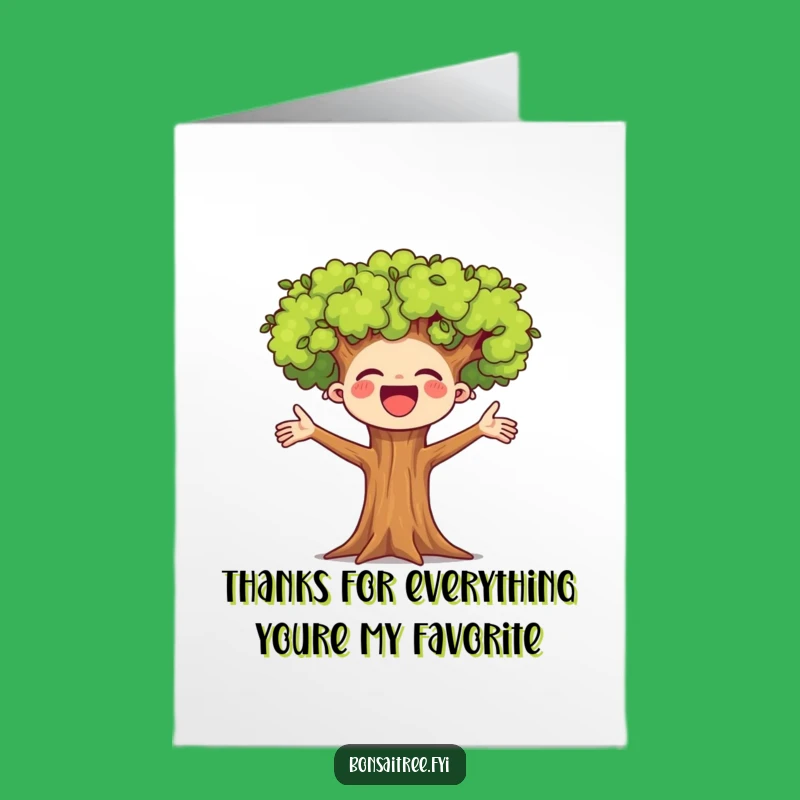 Free Printable Thank You Card: Cheerful Bonsai - Funny Downloadable Gratitude