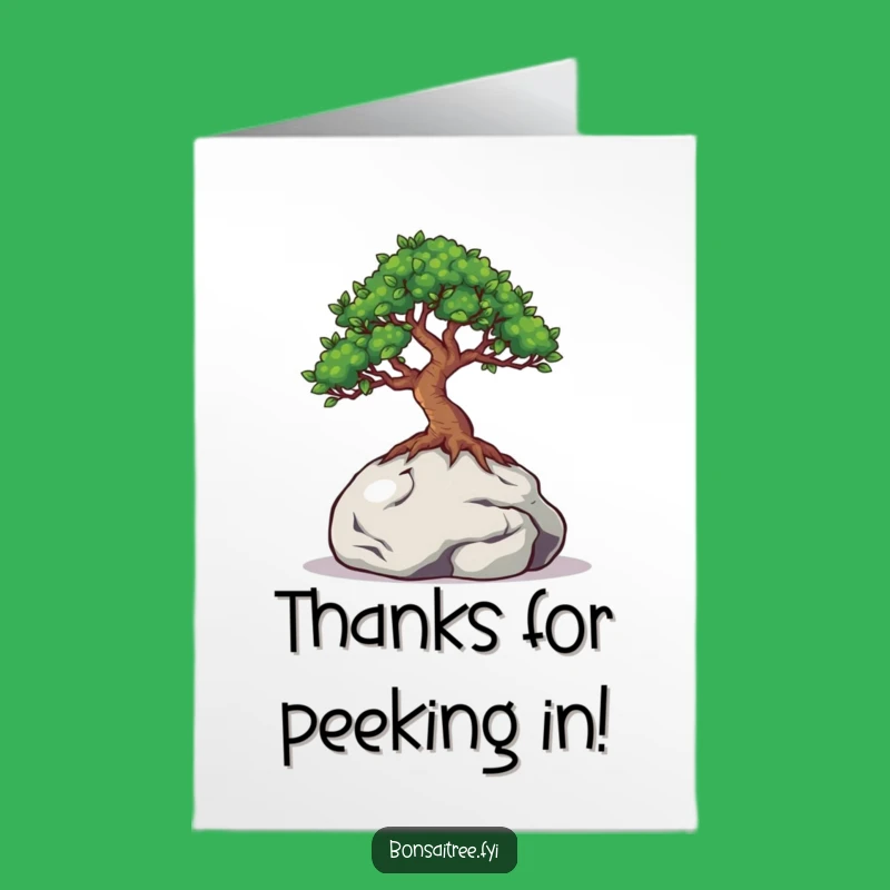 Free Printable Thank You Card: Peeking Bonsai Gratitude - Funny Downloadable Note