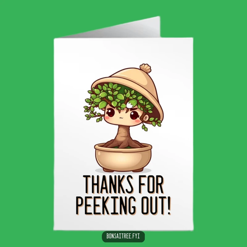 Free Printable Shy Bonsai Thank You Card: Cute & Humorous Downloadable Gift