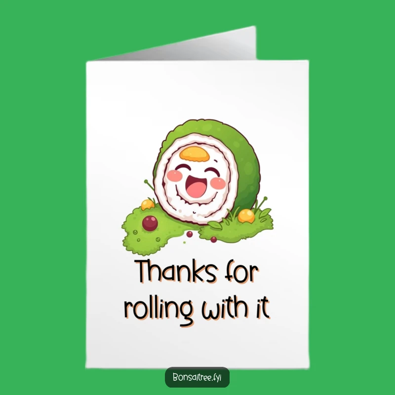 Quirky Free Printable Thank You Card: Sushi Hiding, Funny Downloadable Gift